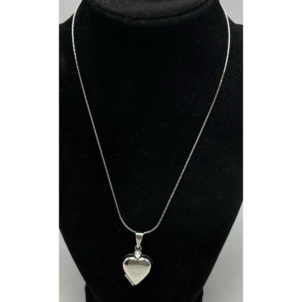 Vintage 925 Sterling Silver Heart Locket Pendant and Chain Marked TT-44 925 Mex
